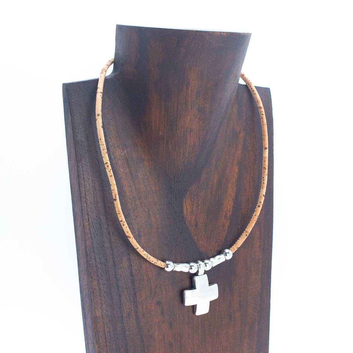 Natural Cork Bead Necklace-3