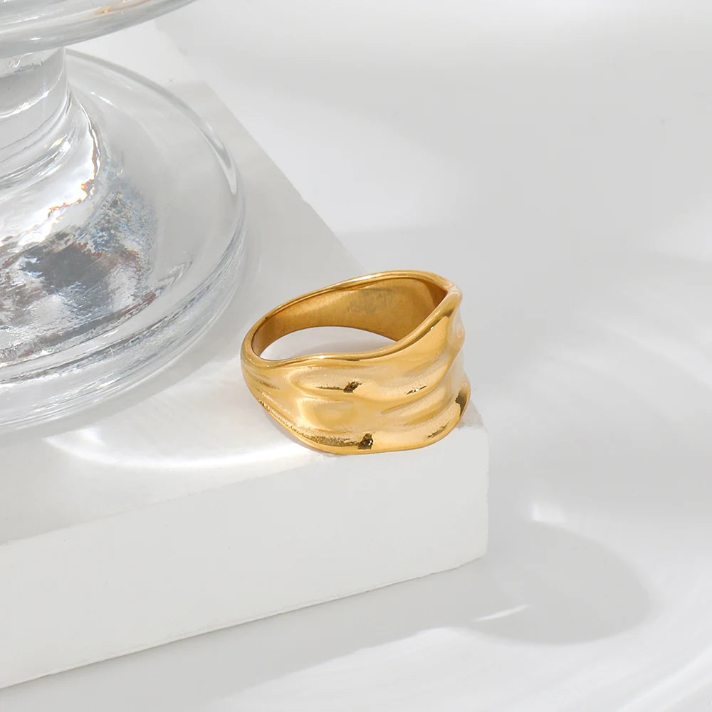 Irregular Hammered Grain Band Ring