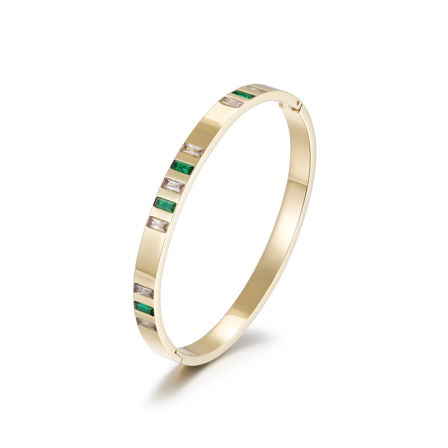 Emerald Green Stone Bangle Bracelet