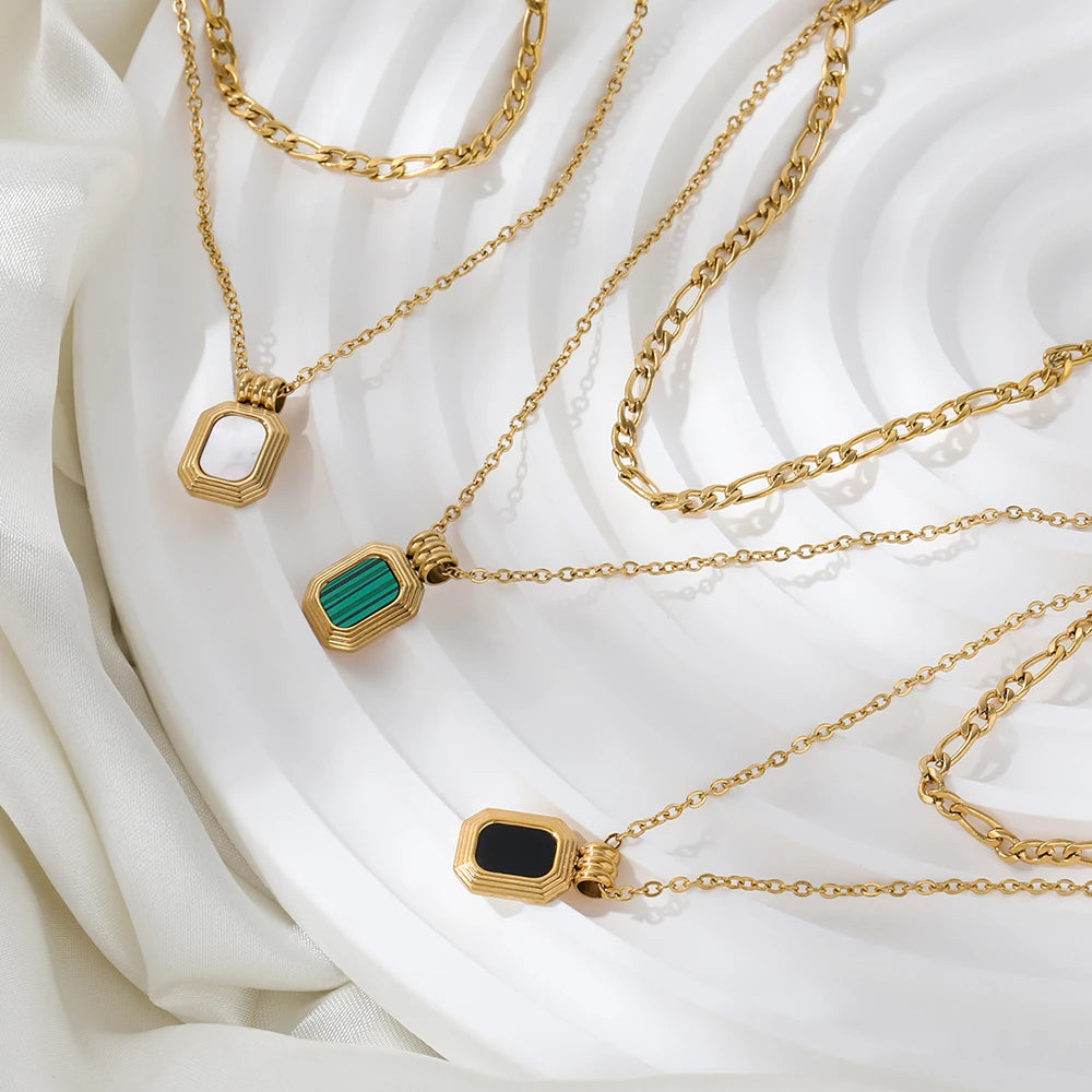 Layer Mother of Pearl & Onyx Necklace