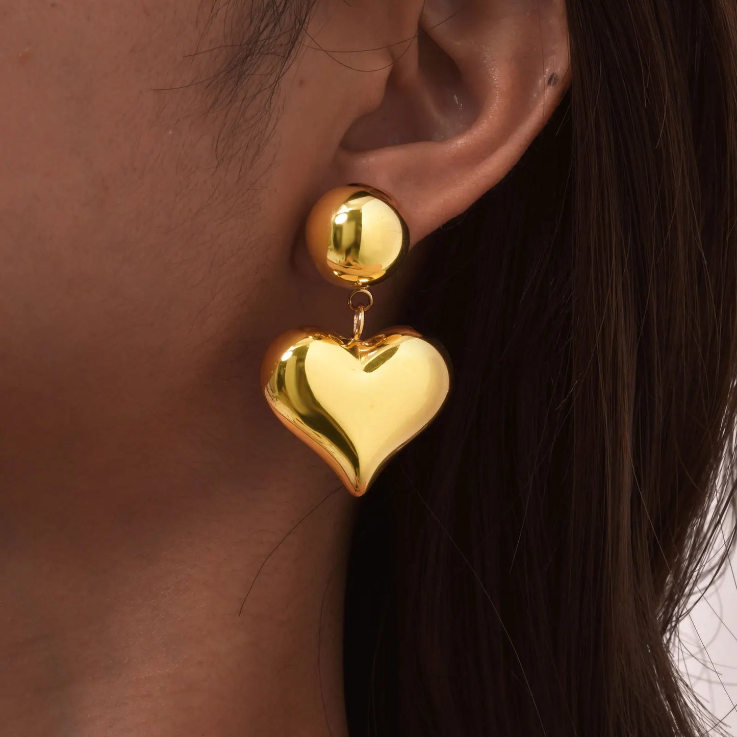 Heart Dangle Stud Earrings