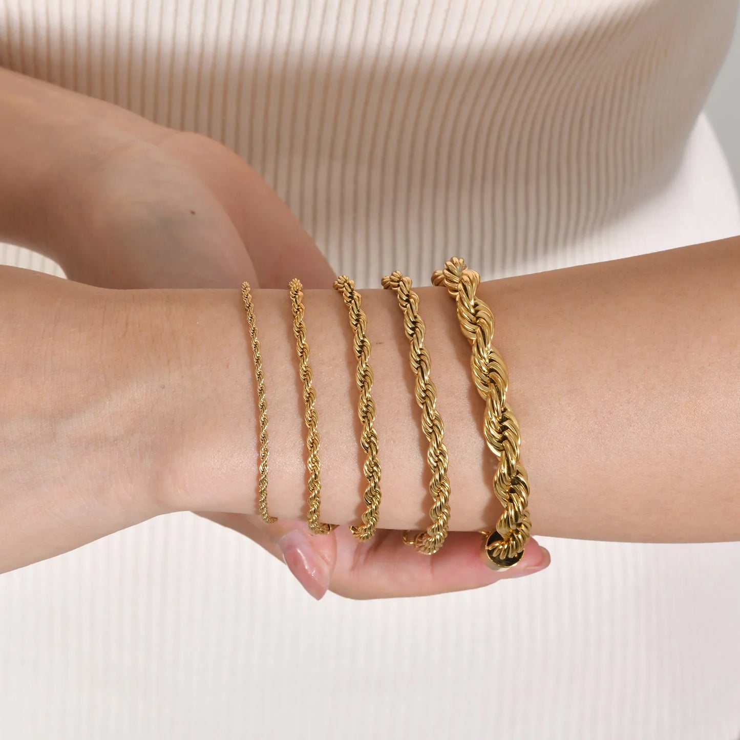 Gold and silver plated rope chain bracelet
