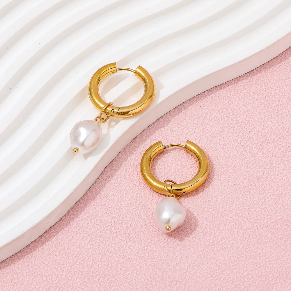Pearl Hoop Earrings