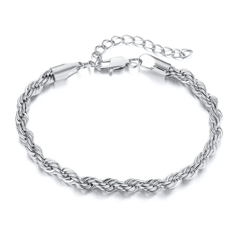 Gold and silver plated rope chain bracelet