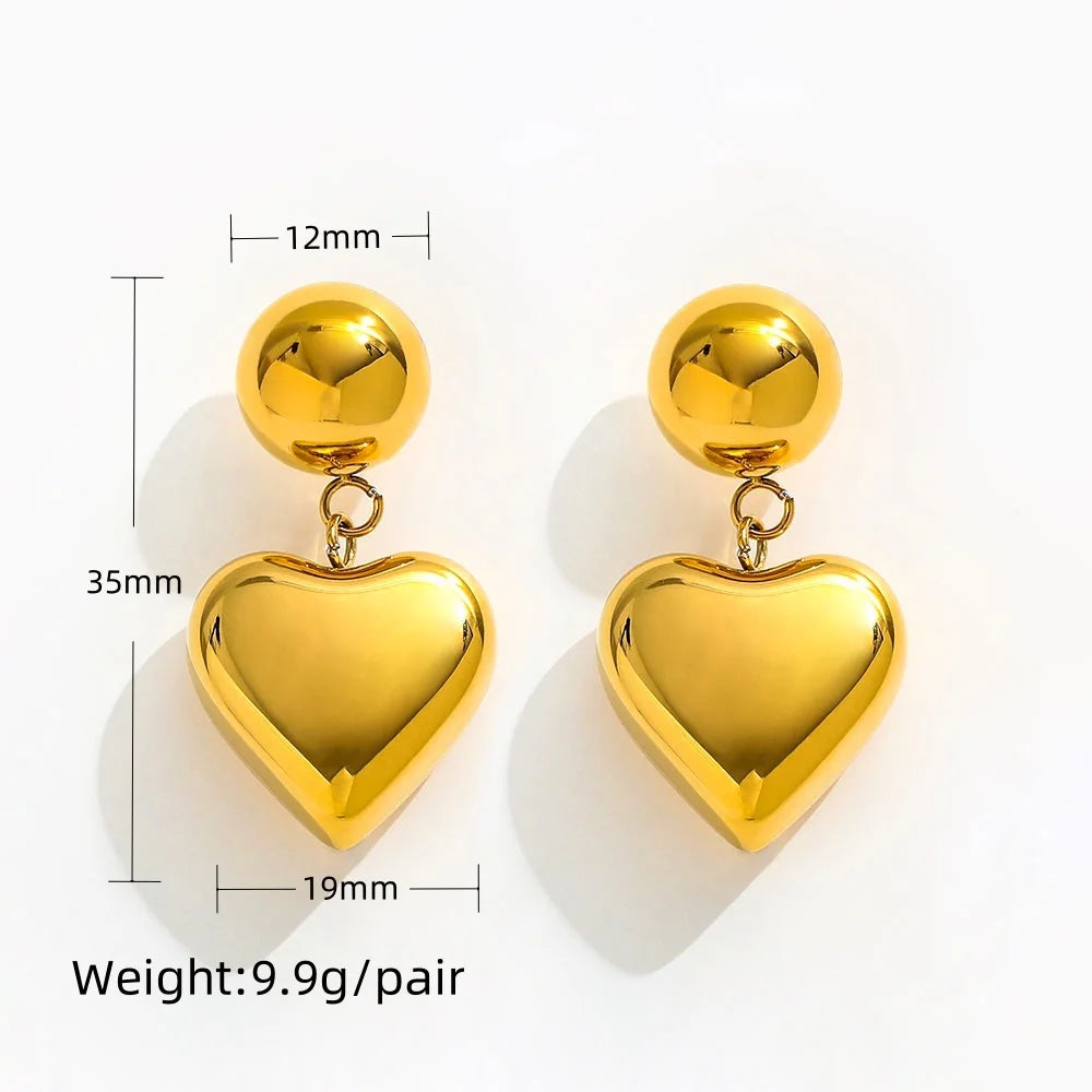 Heart Dangle Stud Earrings