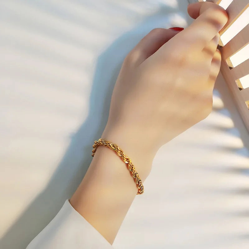 Gold and silver plated rope chain bracelet
