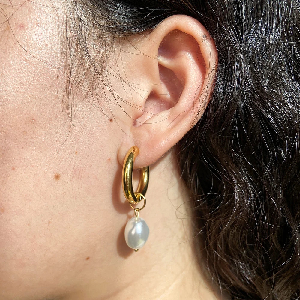 Pearl Hoop Earrings