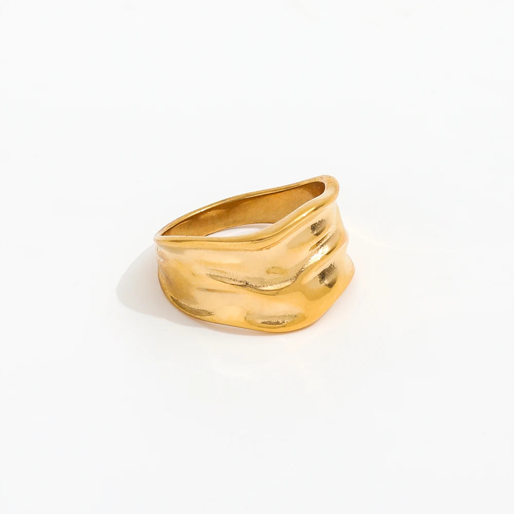 Irregular Hammered Grain Band Ring