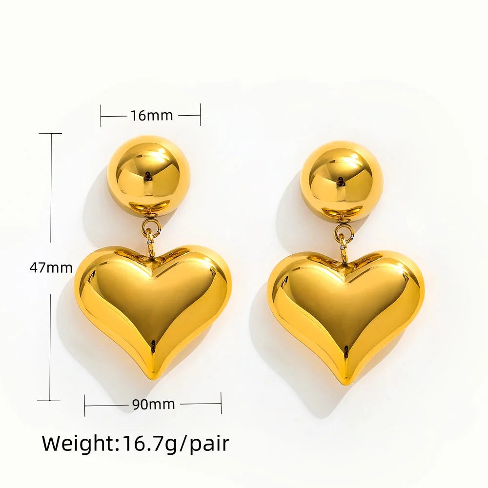 Heart Dangle Stud Earrings