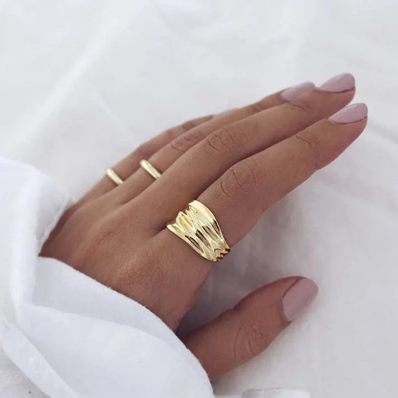 Irregular Hammered Grain Band Ring