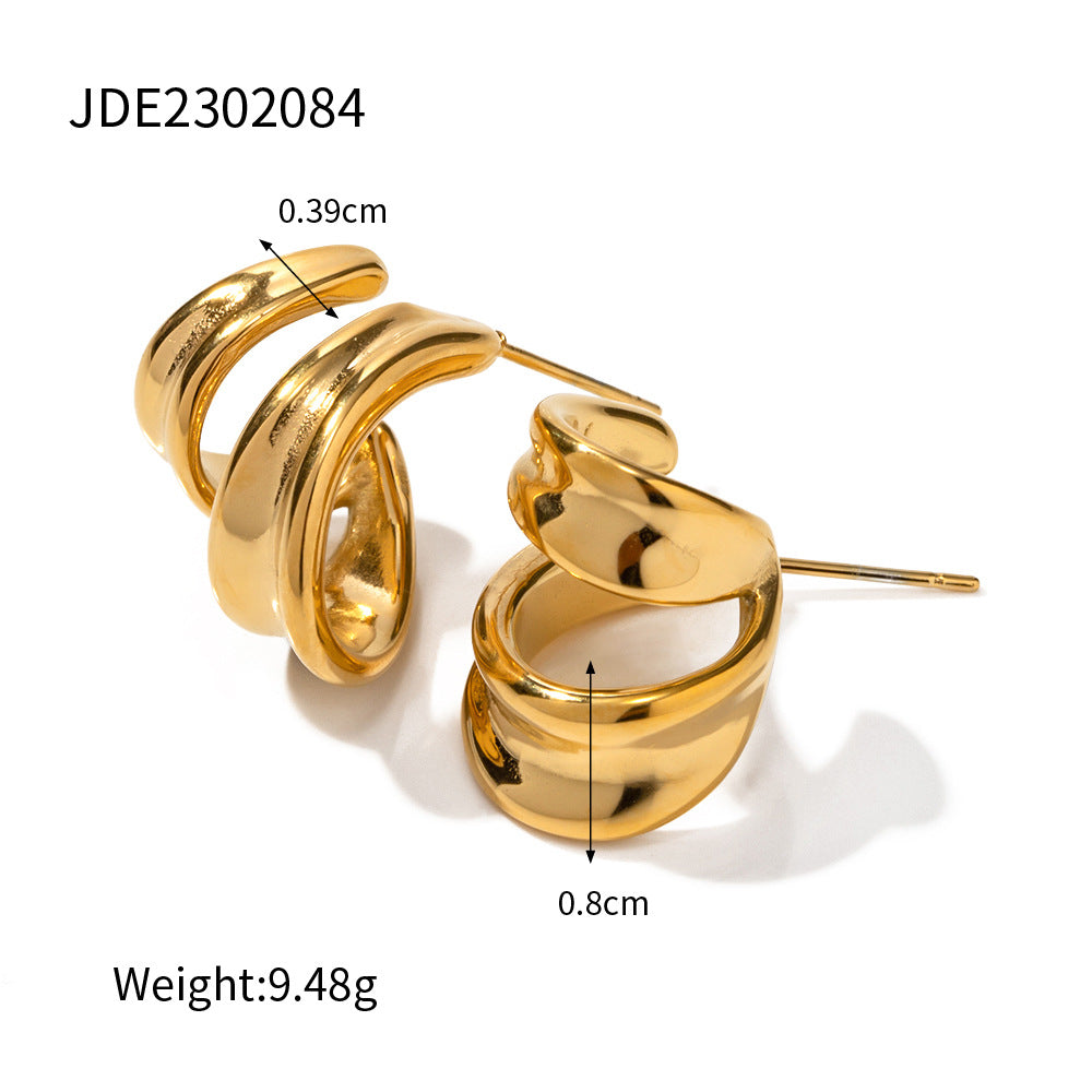 French Minority Personality Affordable Luxury Double-layer Curly Earrings For Women