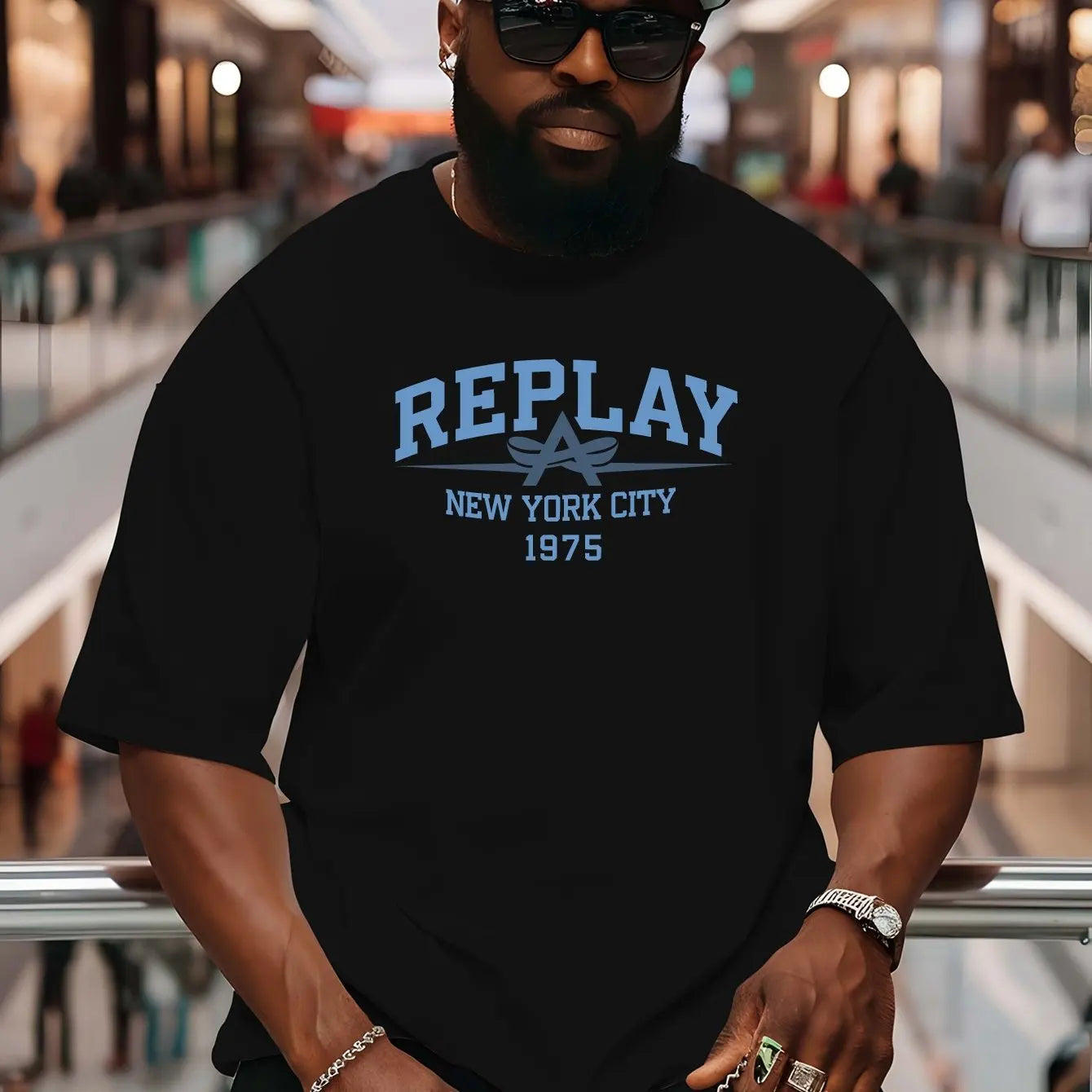 Summer Men Cotton T-Shirt REPLAY Short Sleeve Streetwear