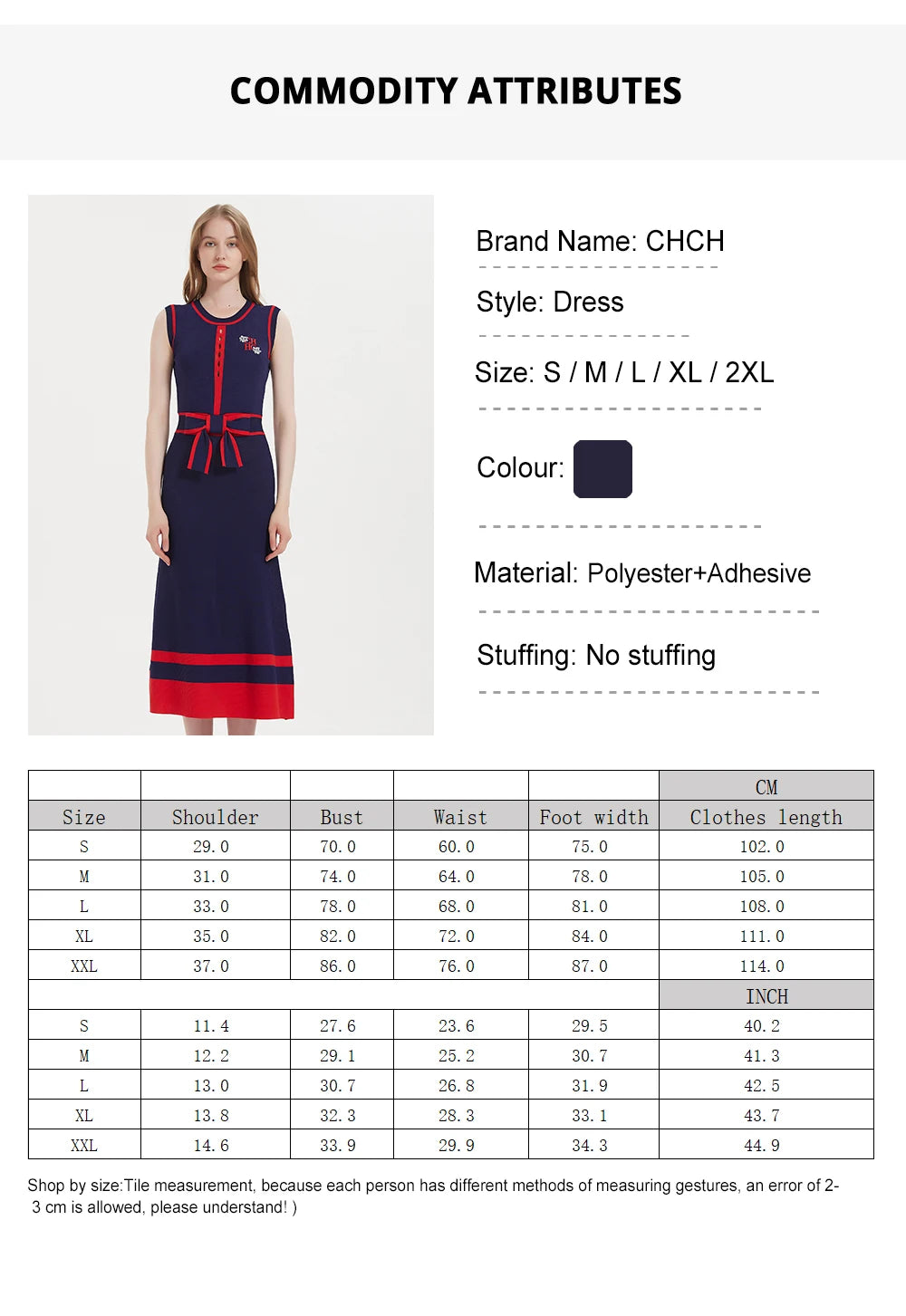 CHCH Women’s Sleeveless Navy Blue Knitted Maxi Dress