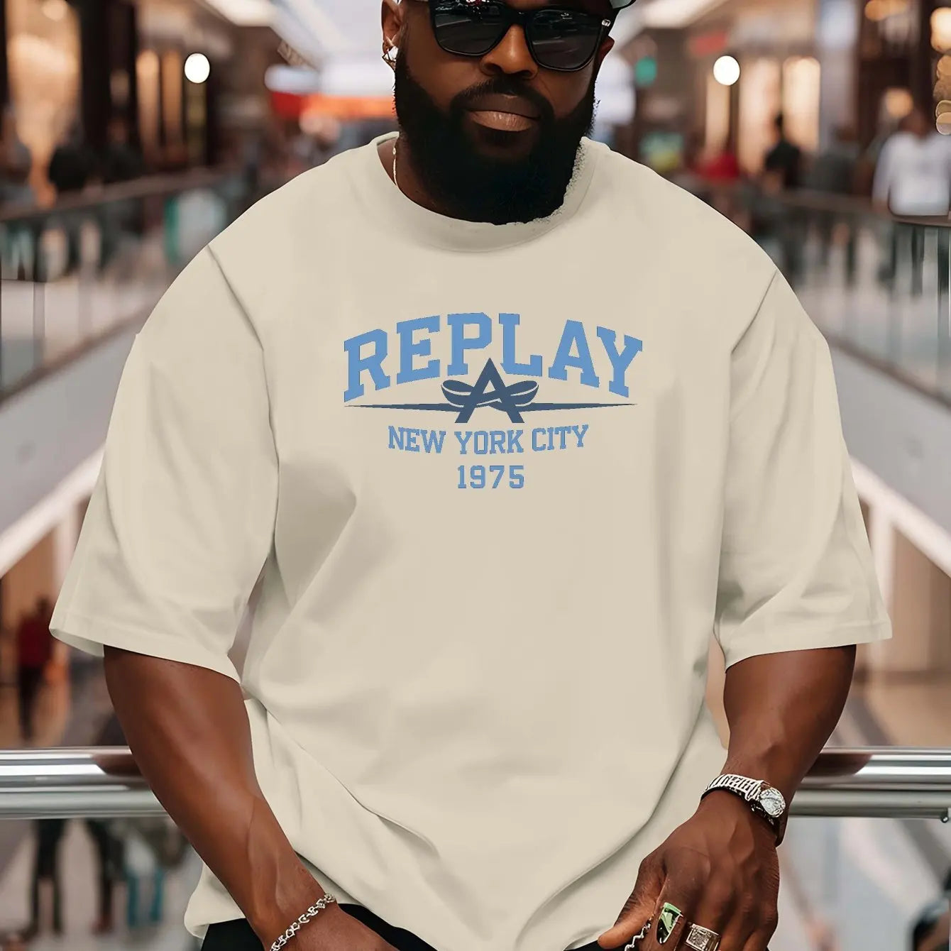 Summer Men Cotton T-Shirt REPLAY Short Sleeve Streetwear