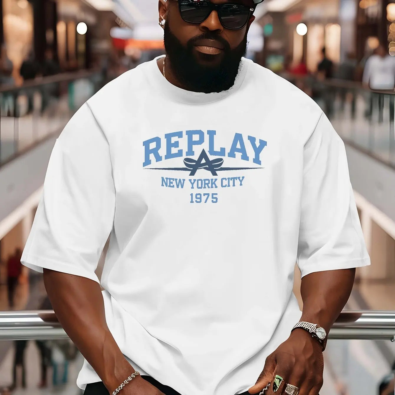 Summer Men Cotton T-Shirt REPLAY Short Sleeve Streetwear
