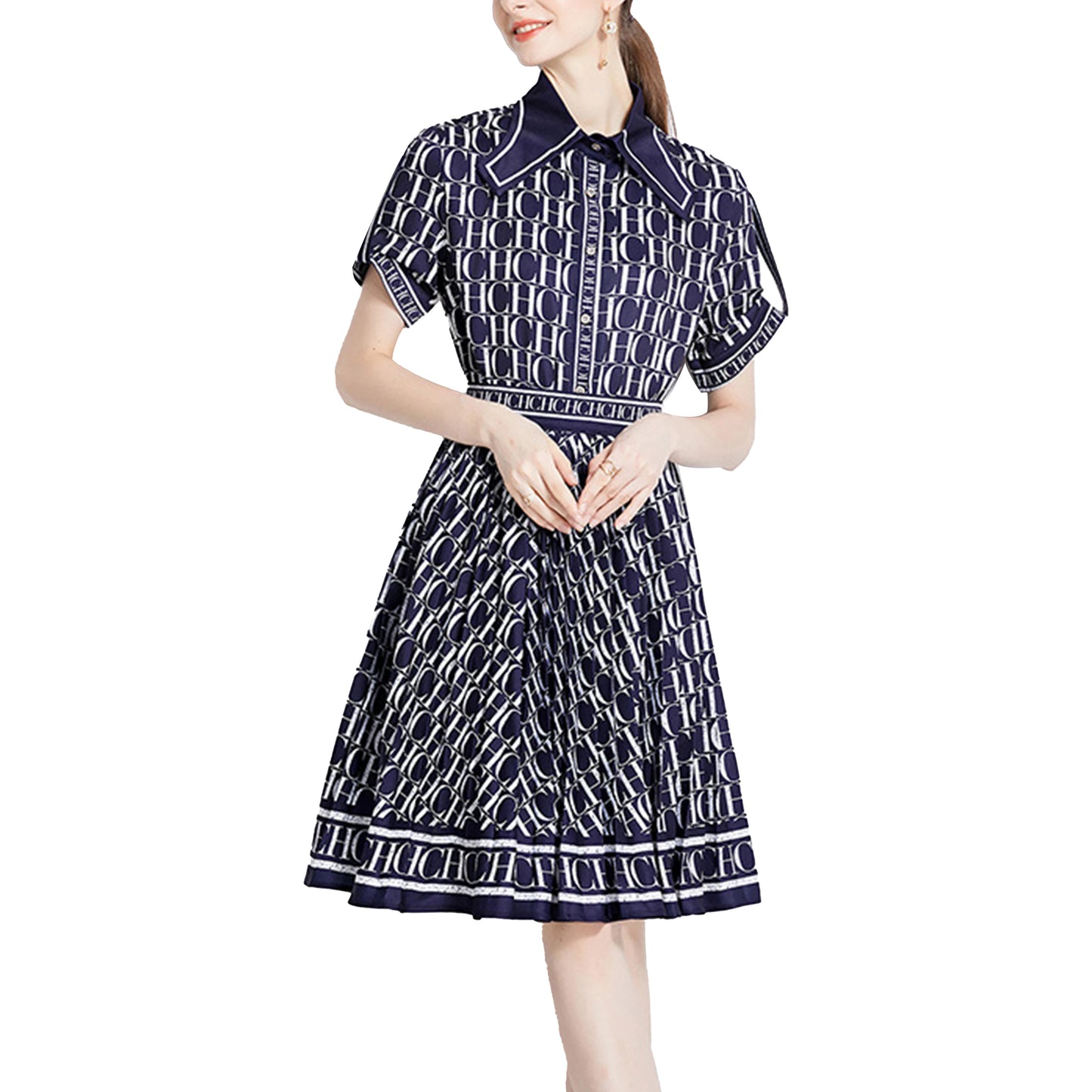 Short‑Sleeve Shirt & Pleated A‑Line Skirt