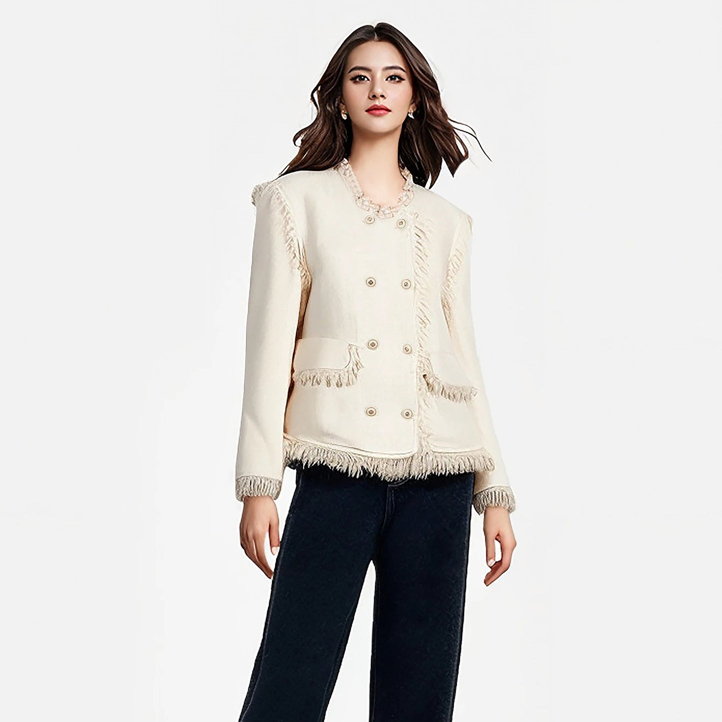 CHCH Women’s Short Beige Commuter Coat