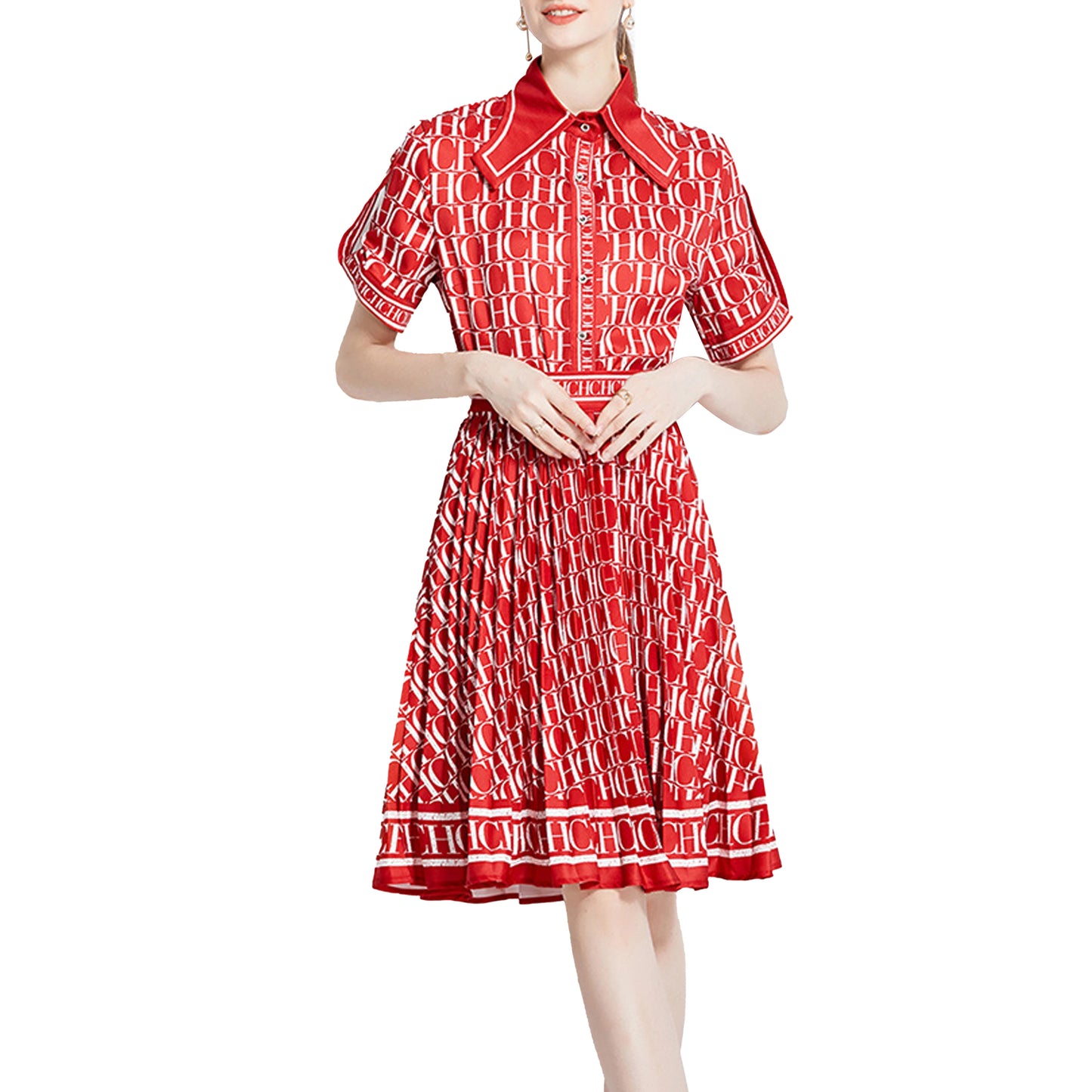 Short‑Sleeve Shirt & Pleated A‑Line Skirt