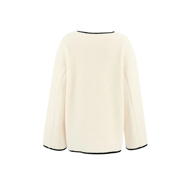 CHCH Women’s Lamb-Fleece Panel Commuter Coat