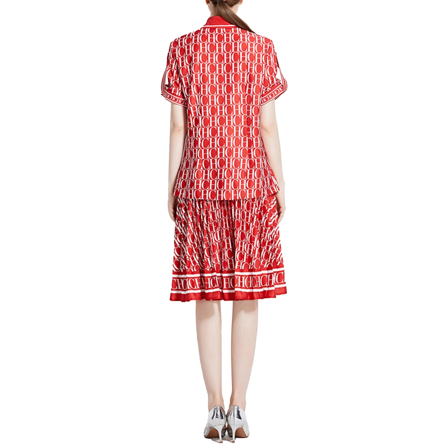 Short‑Sleeve Shirt & Pleated A‑Line Skirt