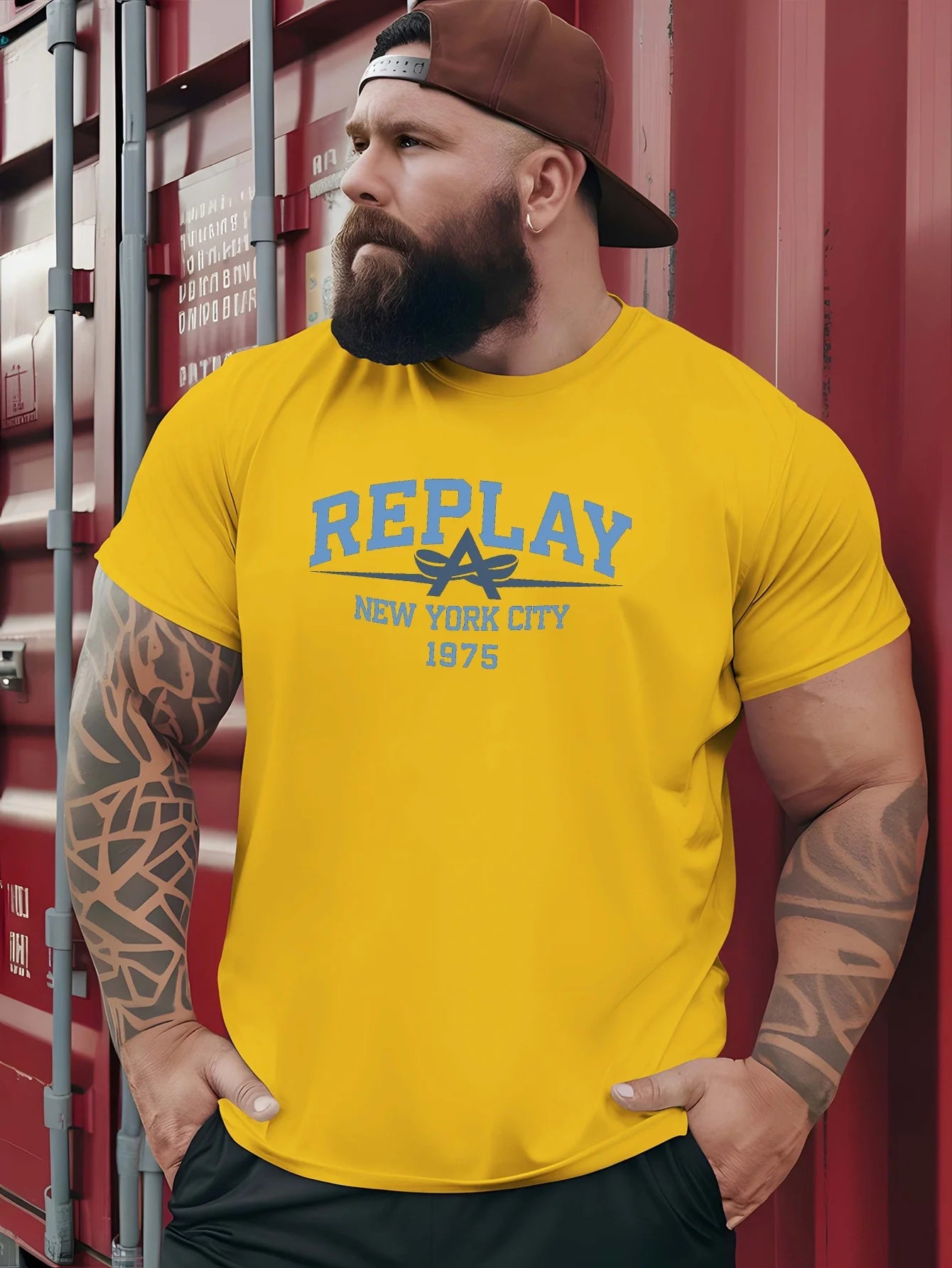 Summer Men Cotton T-Shirt REPLAY Short Sleeve Streetwear
