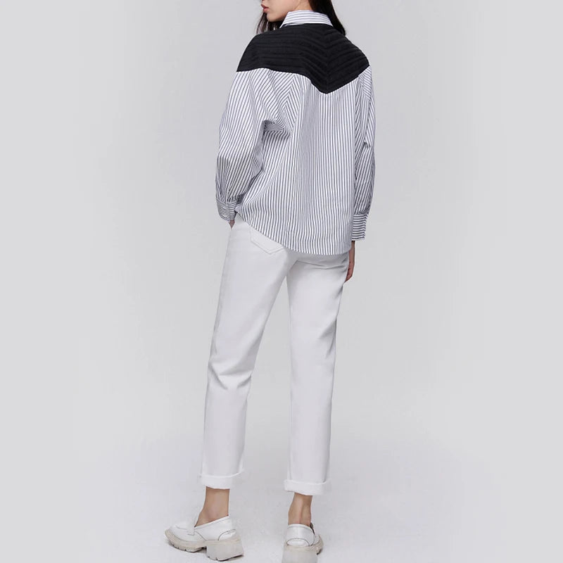 Women’s Luxe Patchwork Stripe Blouse