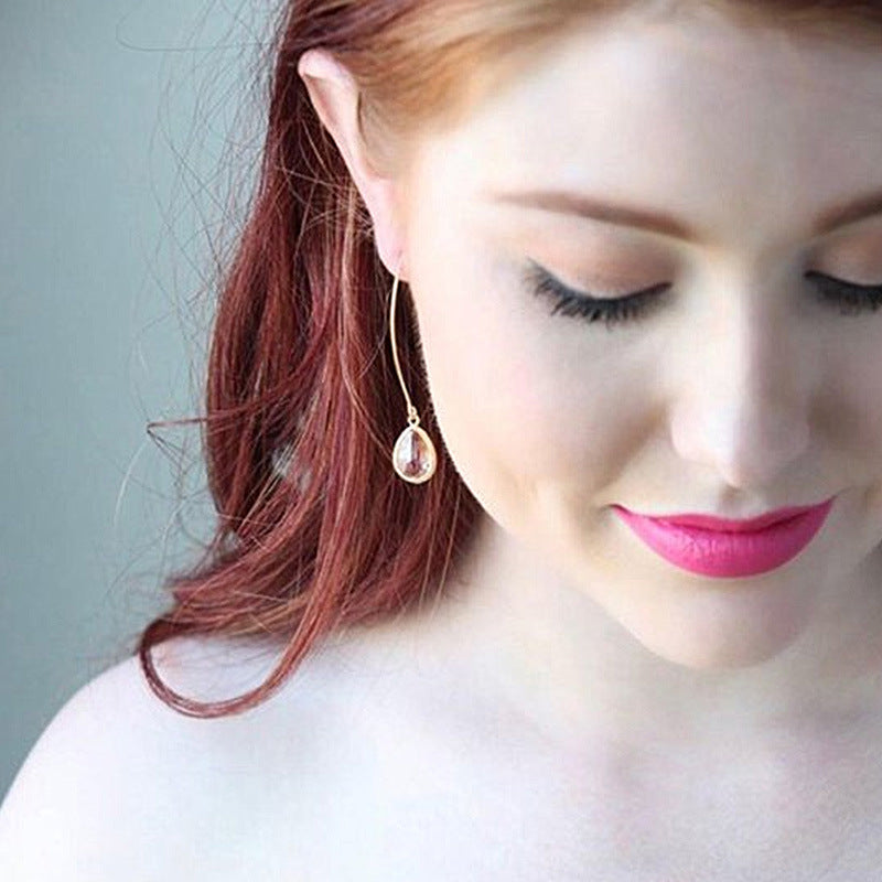 Simple Personality Crystal Water Drop Earrings