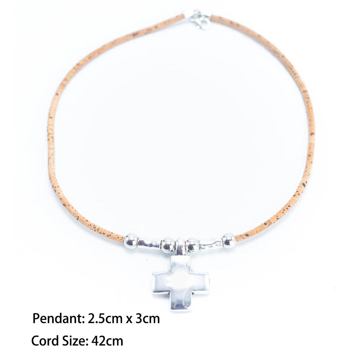 Natural Cork Bead Necklace-4