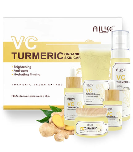 AILKE Turmeric Renew Skin Care Sets Vitamin C Women Facial Organic Anti Acne Whitening Hydrating Firming Korean Face Products