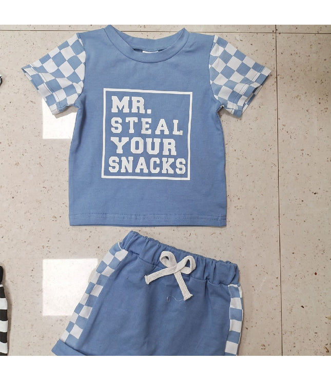 Children's Fashion Letter Print Short-sleeve Suit