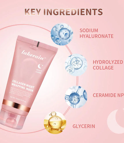 75ml Collagen Peel-off Mask Night Wrapping Facial Mud Firming mask Daily 100g Collagen Jelly Cream Hydrolyzed Collagen Skin Care