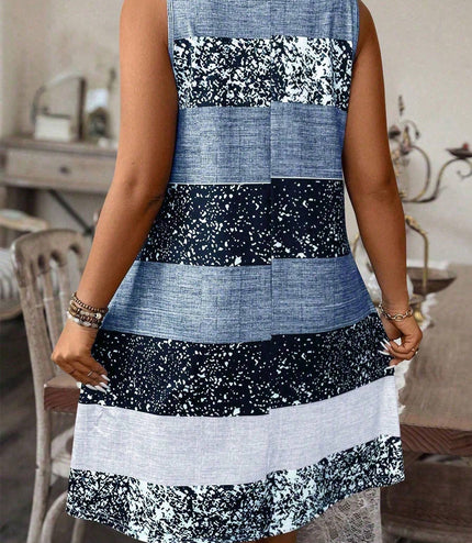 Plus-size Striped Tank Top Sleeveless Skirt Print