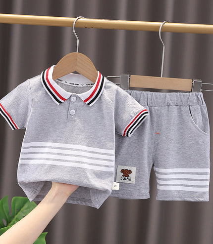 Western Style Boys' Summer Lapels Short Sleeve Two-piece Suit