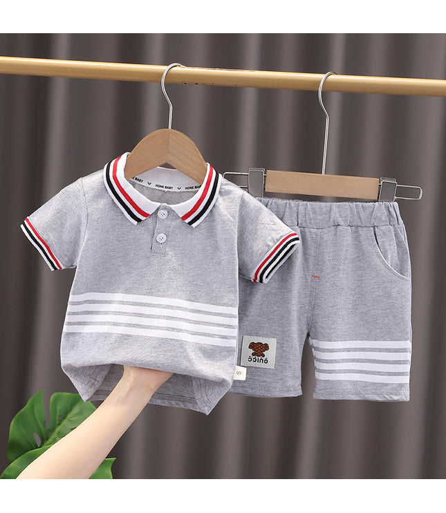 Western Style Boys' Summer Lapels Short Sleeve Two-piece Suit