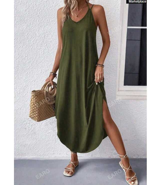 Ladies Lunch Break Solid Color Dress