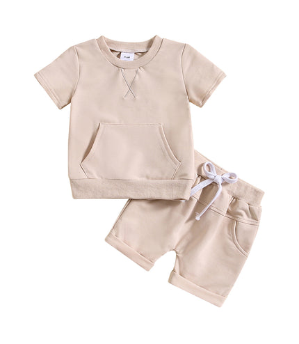 Boys And Girls Alphabet Embroidery Two-piece Suit