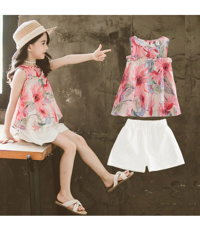 Girls Summer Suit New Children's Clothing Western,  Shorts  Sleeves