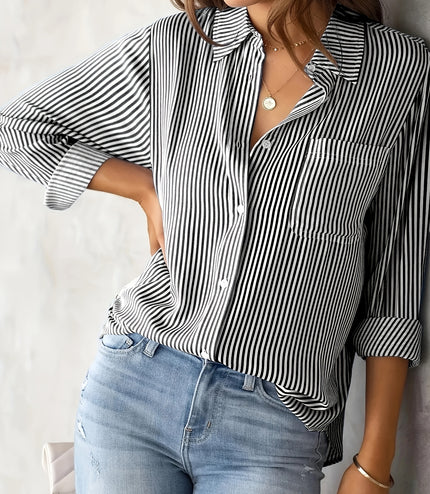 Classic Striped Casual, Business, Versatile Four Seasons Can Wear A Long-sleeved Shirt.