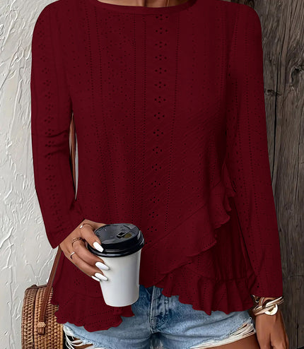 Casual Solid Color Long Sleeve Round Neck