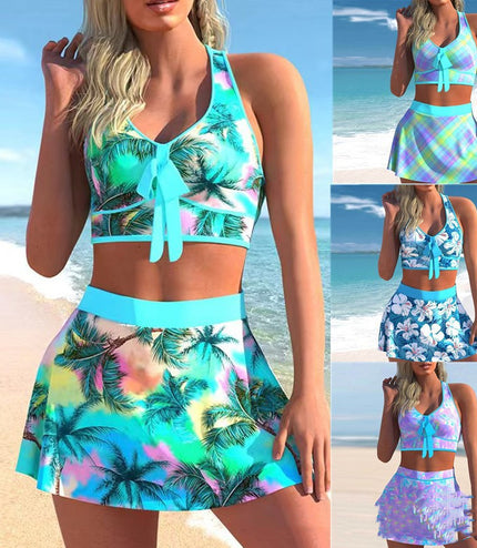 Split Swimwear Skirt Conservative Large Print