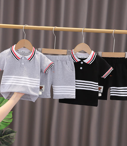 Western Style Boys' Summer Lapels Short Sleeve Two-piece Suit