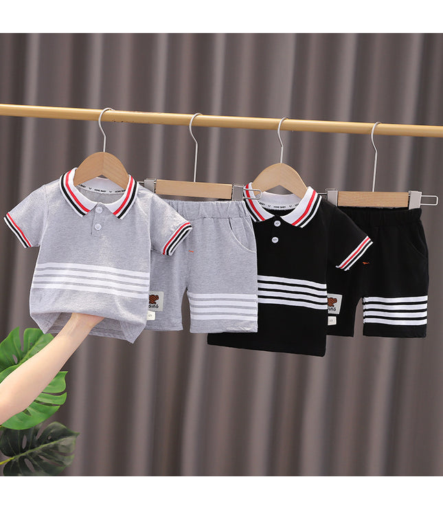 Western Style Boys' Summer Lapels Short Sleeve Two-piece Suit
