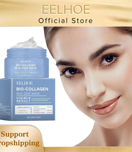 EELHOE Bio Collagen Face Mask Peel off Moisturizing Facial Nicotinamide Smooth Face Skin Deep Cleansing Blackhead Peel off Mask