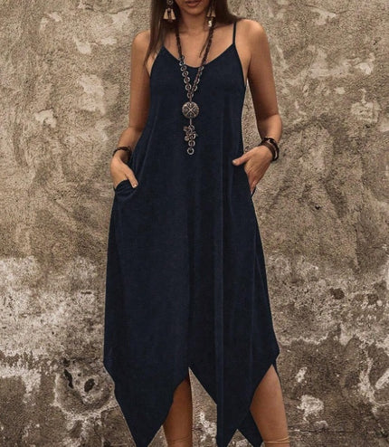 Holidaya Women Solid Hanky Hem Cami Dress