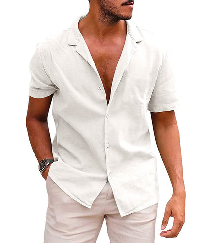 Men's Tops Casual Button Down Shirt Short Sleeve Beach Shirt Summer Mens Clothing