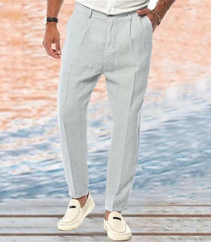Linen Pants Straight Pure Color Comfort Outdoor Leisure
