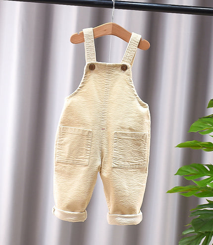 New Corduroy Baby Kids Denim Suspender Pants