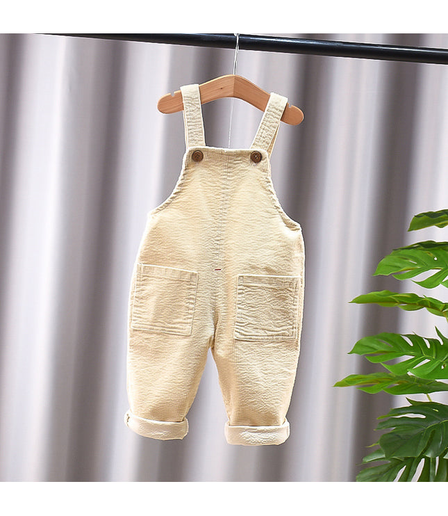 New Corduroy Baby Kids Denim Suspender Pants