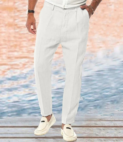 Linen Pants Straight Pure Color Comfort Outdoor Leisure