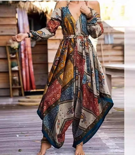 Ethnic Style Loose Printed Women's Jumpsuit